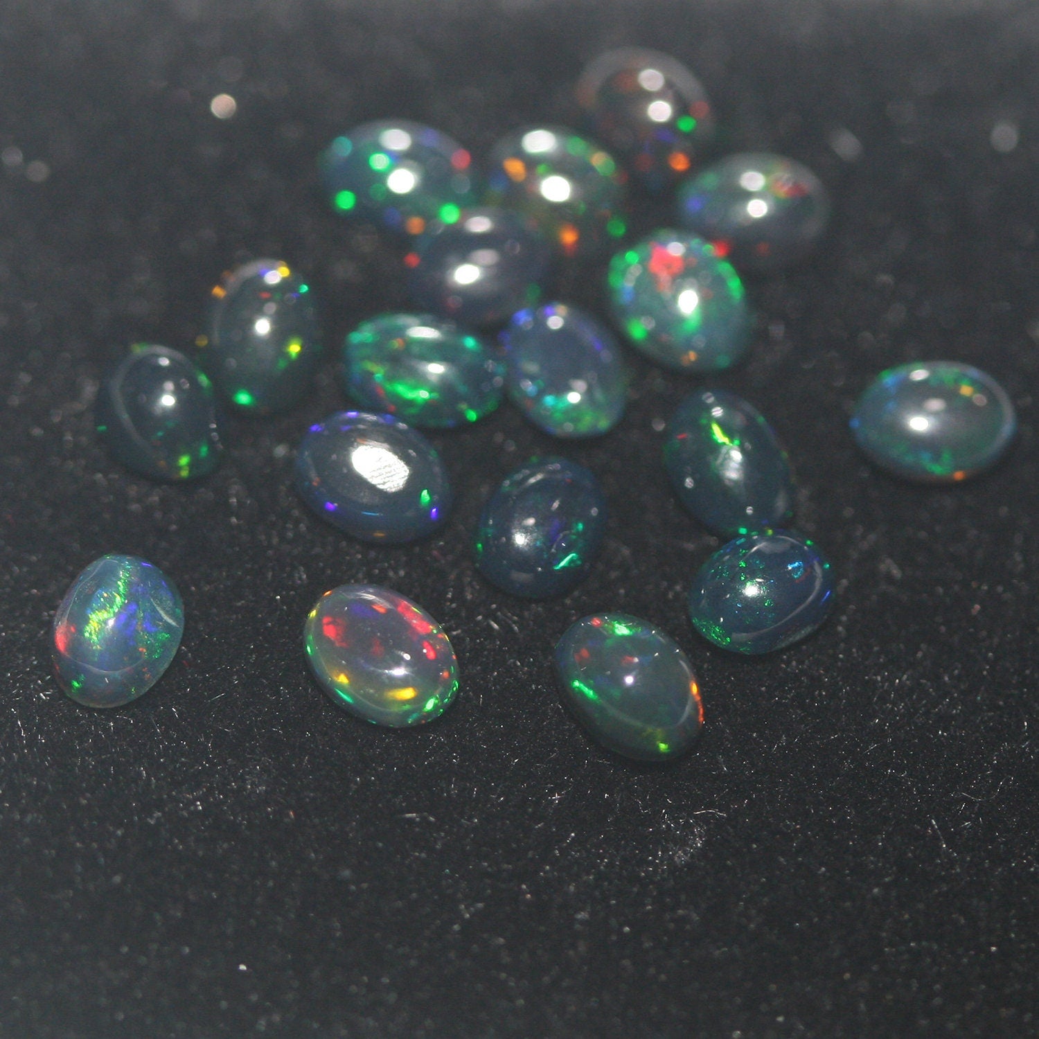 Ethiopian Black Opal Lot Oval Cabochon 4x3mm. (18pcs) -Gemstone Parcels-Loose Stones Wholesale Price
