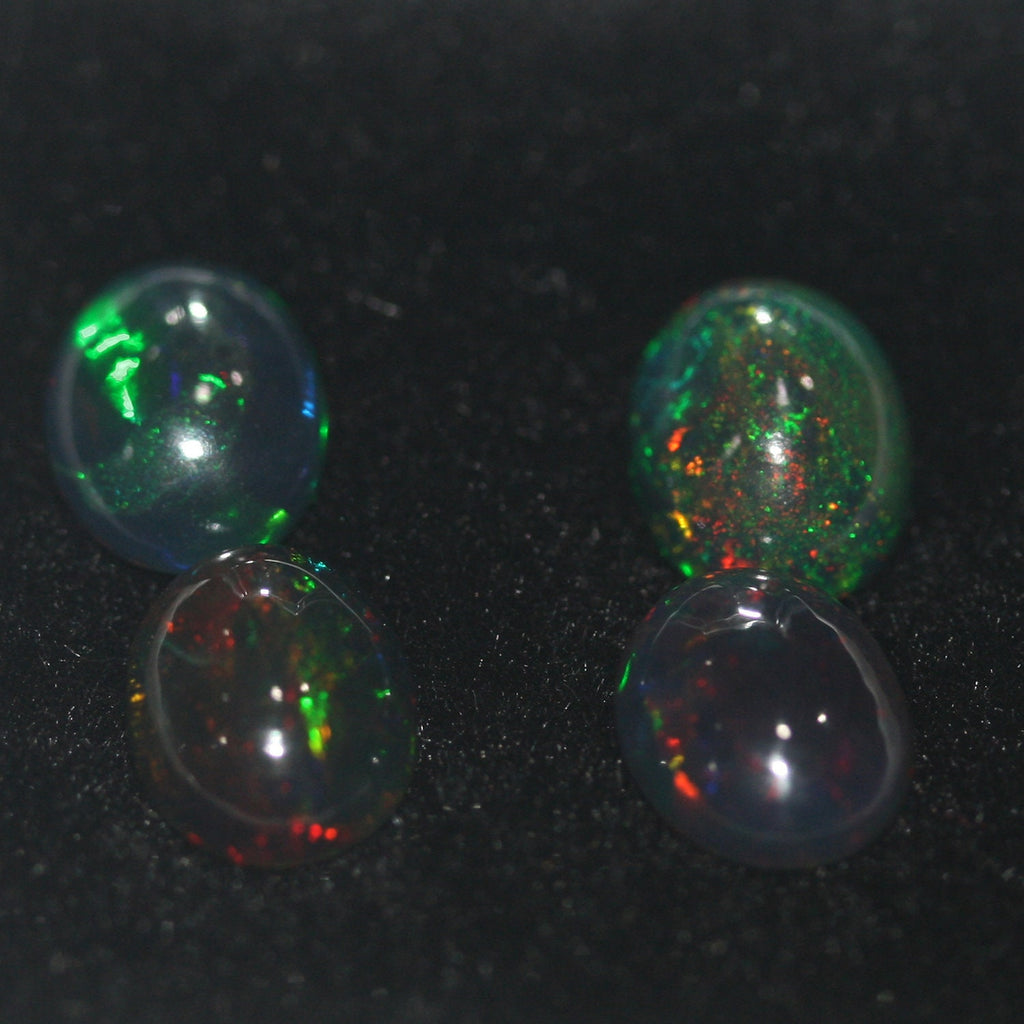 Ethiopian Black Opal Lot Oval Cabochon 9x7mm.-(4Pcs).-Gemstone Parcels-Loose Stones Wholesale Price