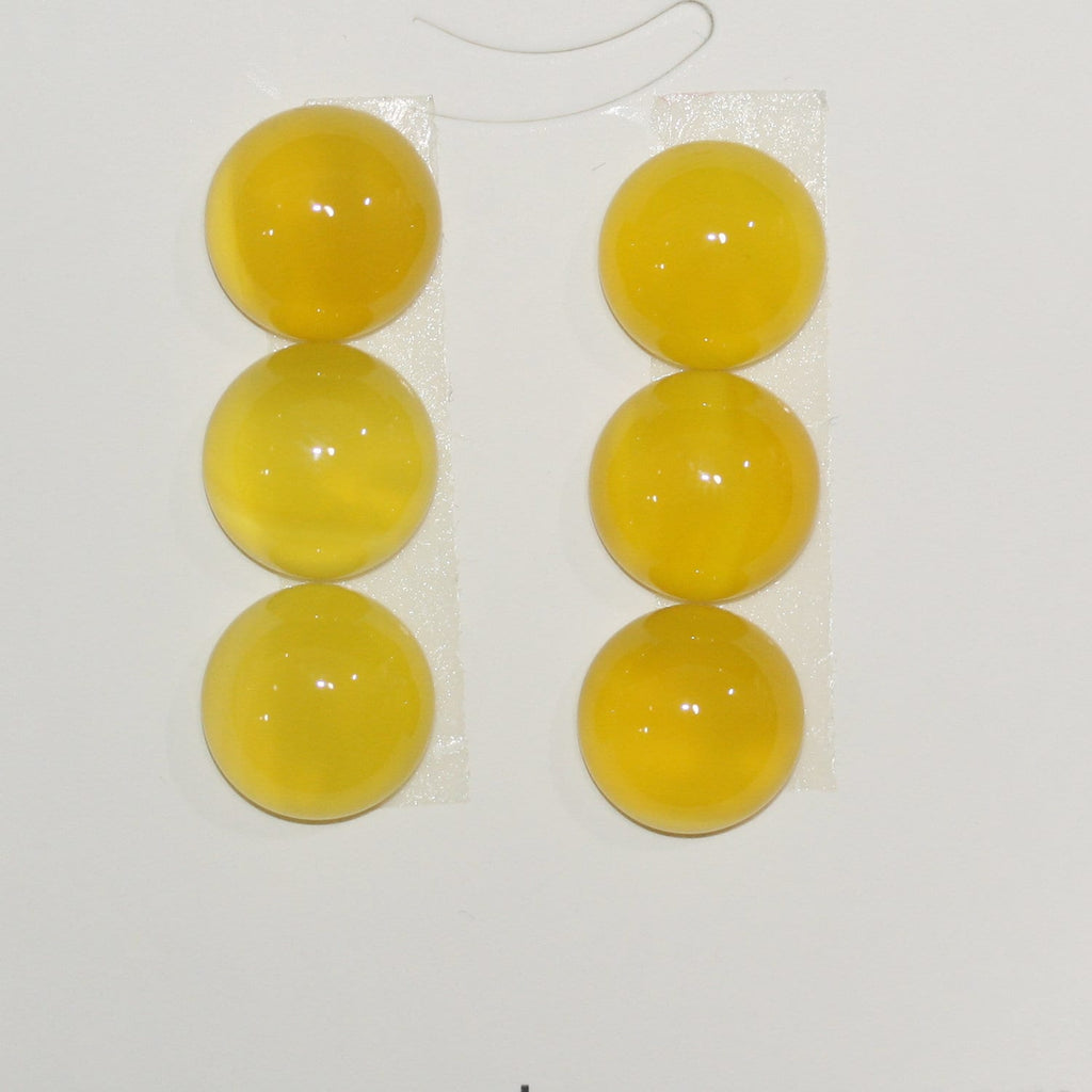 6Pcs Lot Yellow Agate Round Cabochon 10 mm. (6 pcs.) - Hard Gems