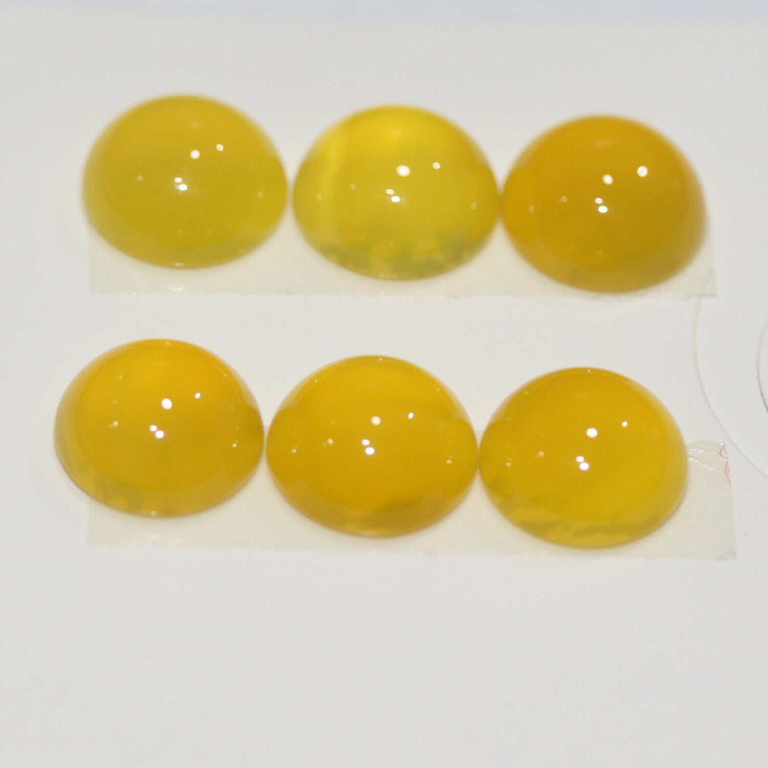 6Pcs Lot Yellow Agate Round Cabochon 10 mm. (6 pcs.) - Hard Gems