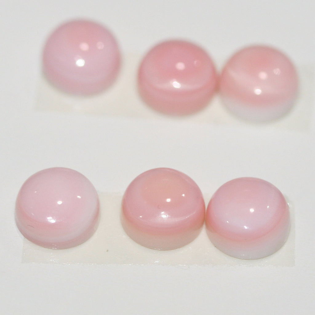 6 Pcs Lot Pink Shell Round Cabochon 8mm. (6 pcs.) - Hard Gems