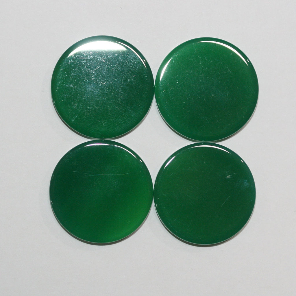 4Pcs Lot Green Agate Round Flat Disk Cabochon 25x4 mm. (4 pcs.) - Hard Gems