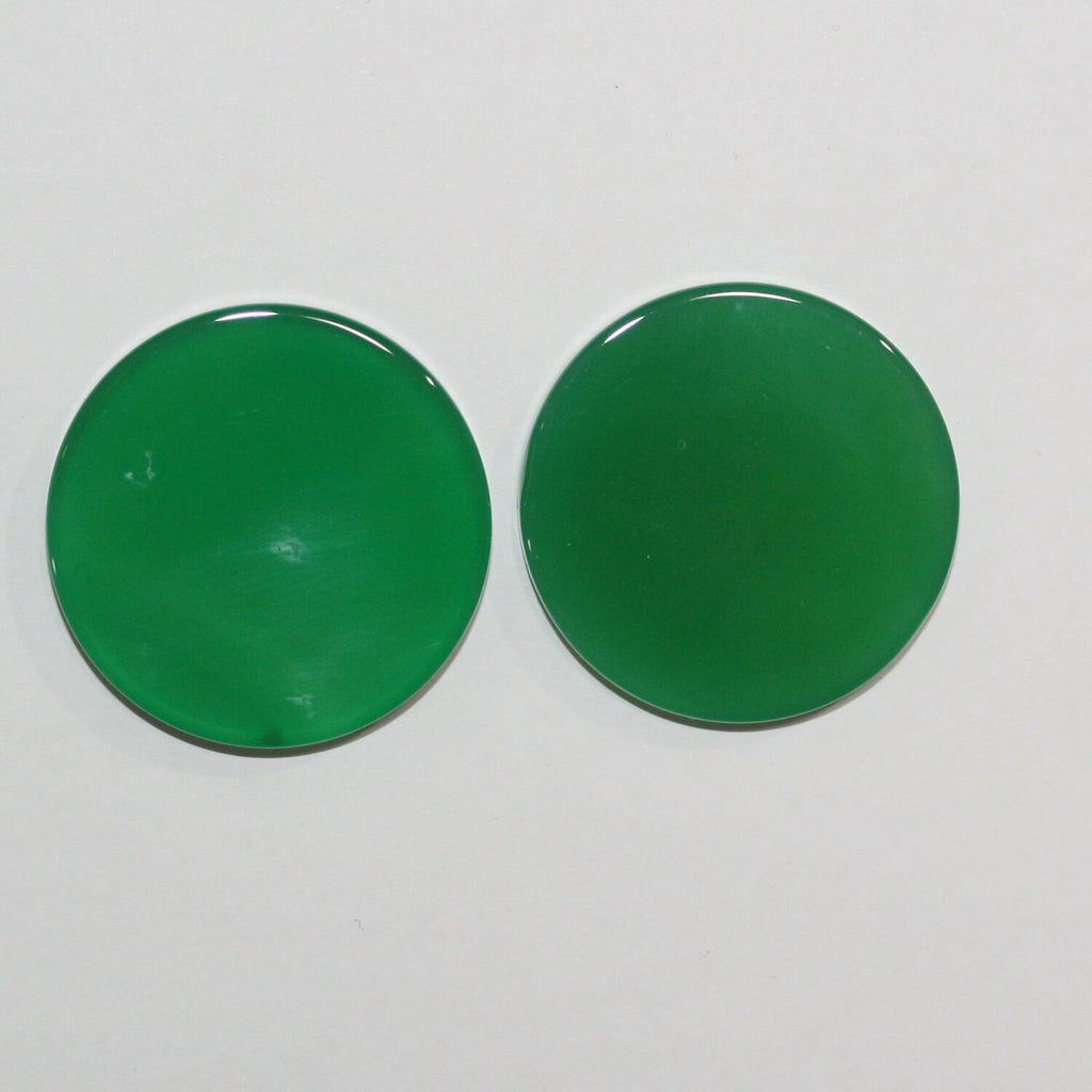 Lote de 2 cabujones redondos de ágata verde de 30 x 4 mm. (2 uds.)