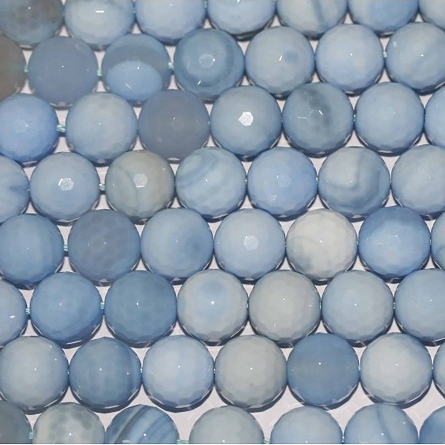 16" St Blue Agate Faceted Round Beads 14mm.-Strand 40cm - Hard Gems