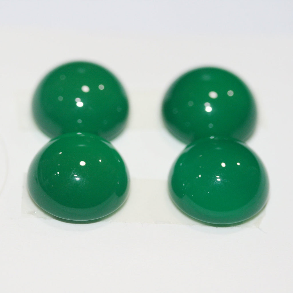 Lote de 4 cabujones redondos de ágata verde de 15 mm (4 piezas)