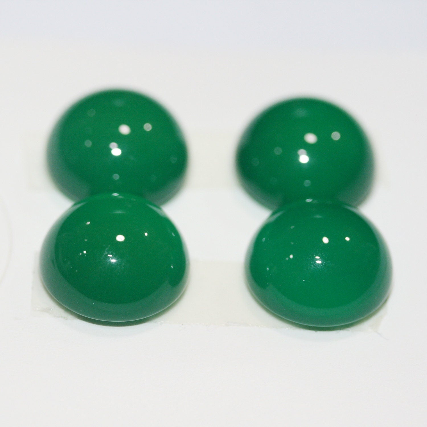 Lote de 4 cabujones redondos de ágata verde de 15 mm (4 piezas)
