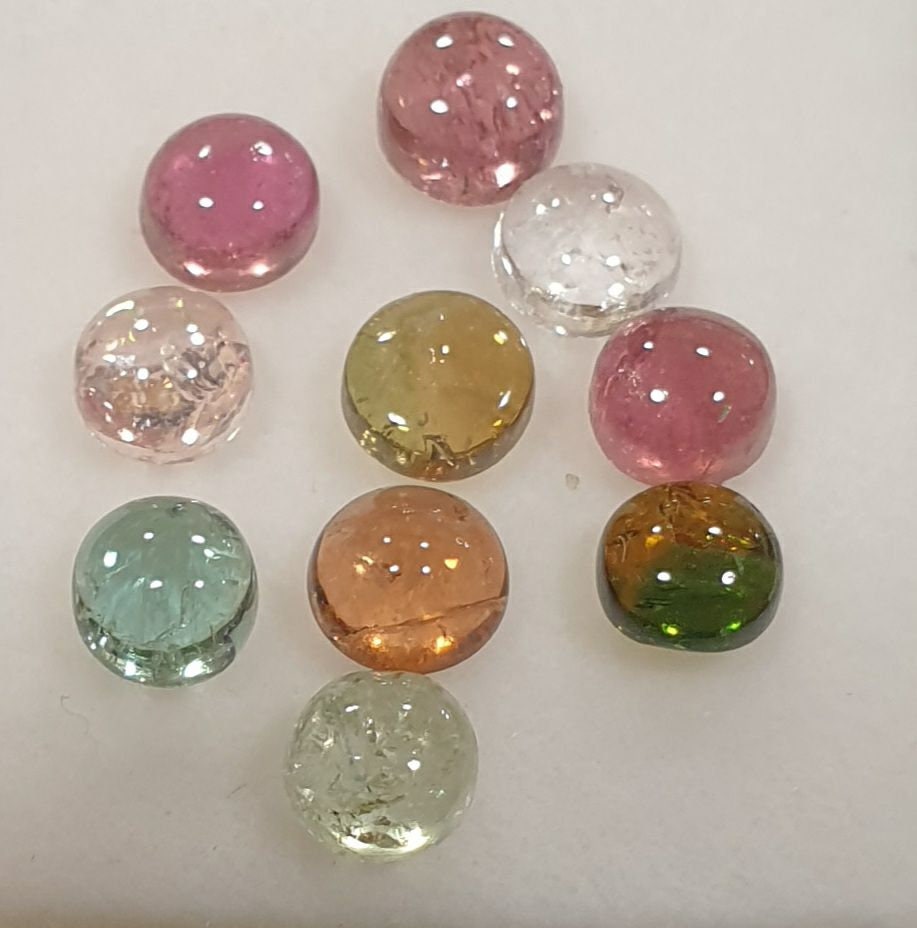 Tourmaline Round Cabochon Lot 4mm.- 10 Pieces - Calibrated Stone Multi Tourmaline Cabochon