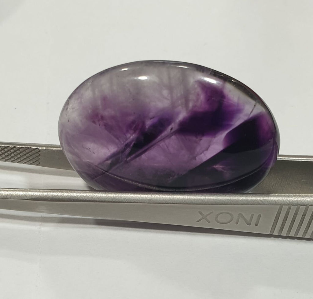 Unique Very Rare Amethyst Oval Cabochon 28.7x21.3mm. (30ct.) - Healing Properties-Rare Inclusion-Color Zoning