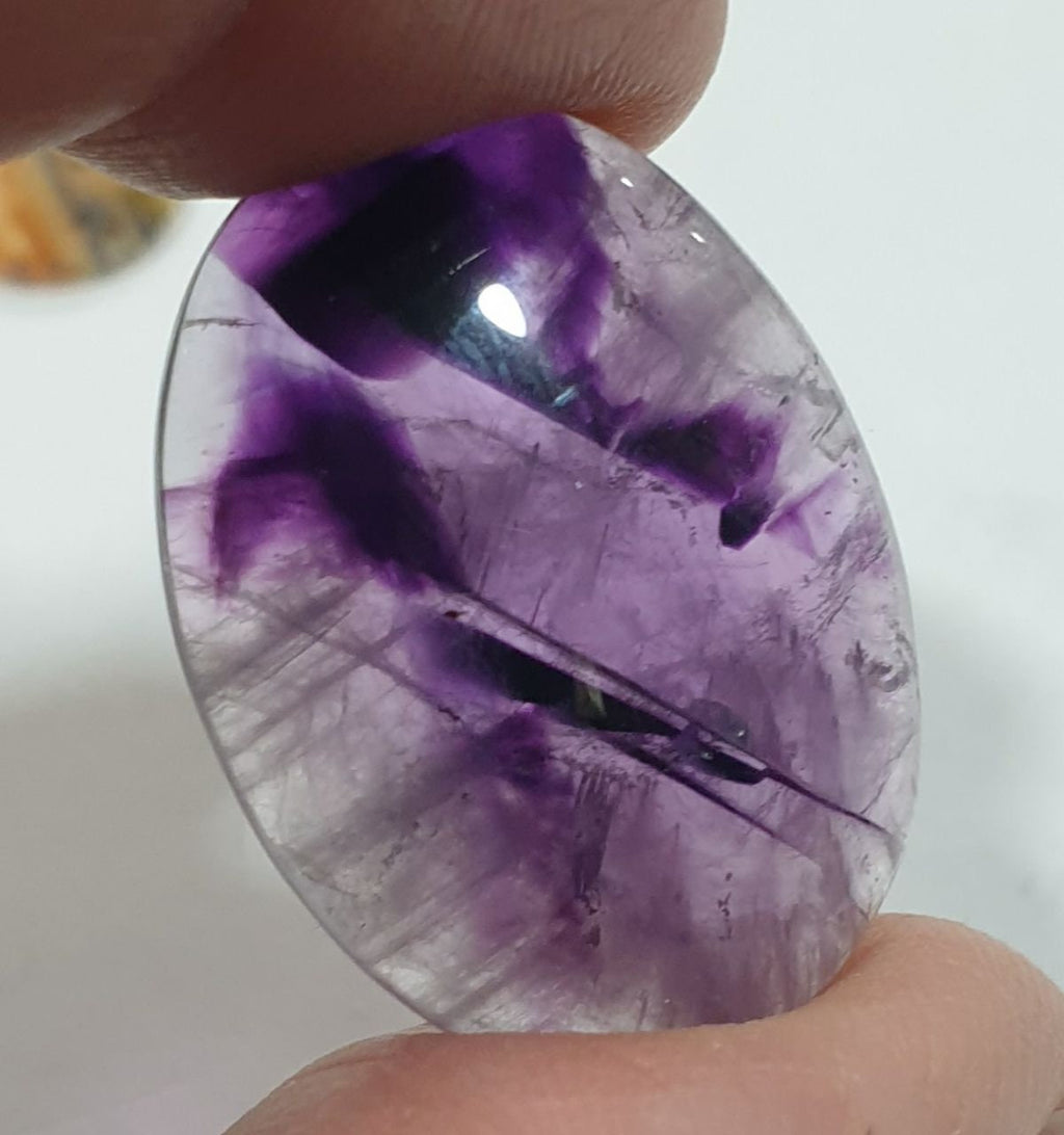 Unique Very Rare Amethyst Oval Cabochon 28.7x21.3mm. (30ct.) - Healing Properties-Rare Inclusion-Color Zoning