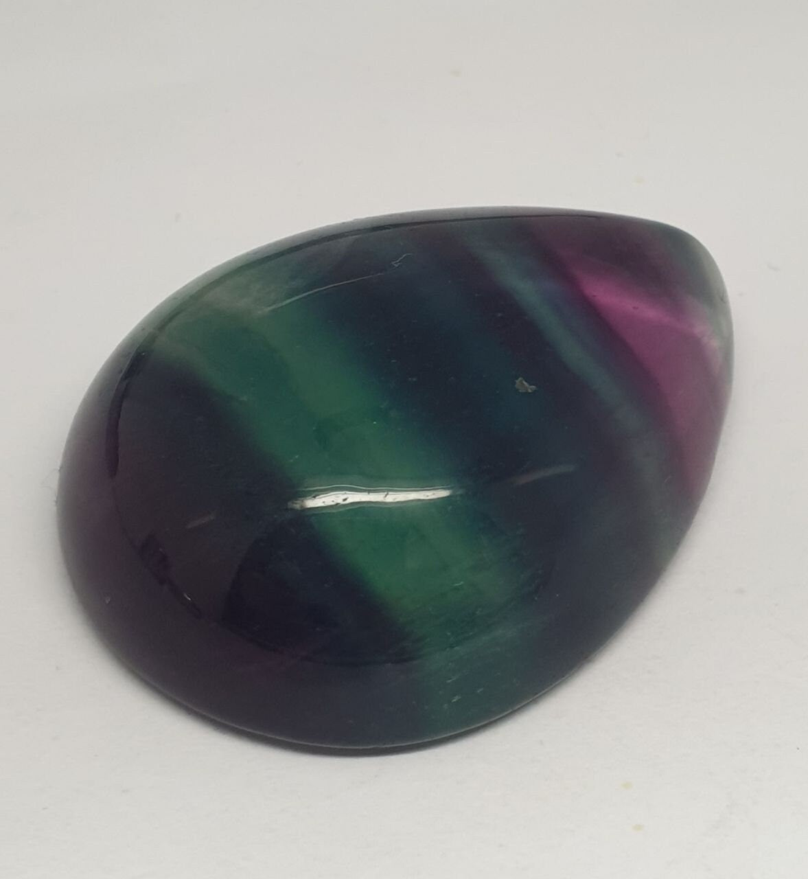 Cabochon ovale de fluorite rubanée naturelle de grande taille (30 x 40 mm, 142,6 ct), couleur rare - Pierre de collection unique - Fournisseur grossiste - Qualité supérieure