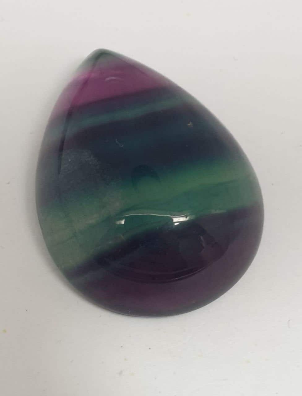 Cabochon ovale de fluorite rubanée naturelle de grande taille (30 x 40 mm, 142,6 ct), couleur rare - Pierre de collection unique - Fournisseur grossiste - Qualité supérieure