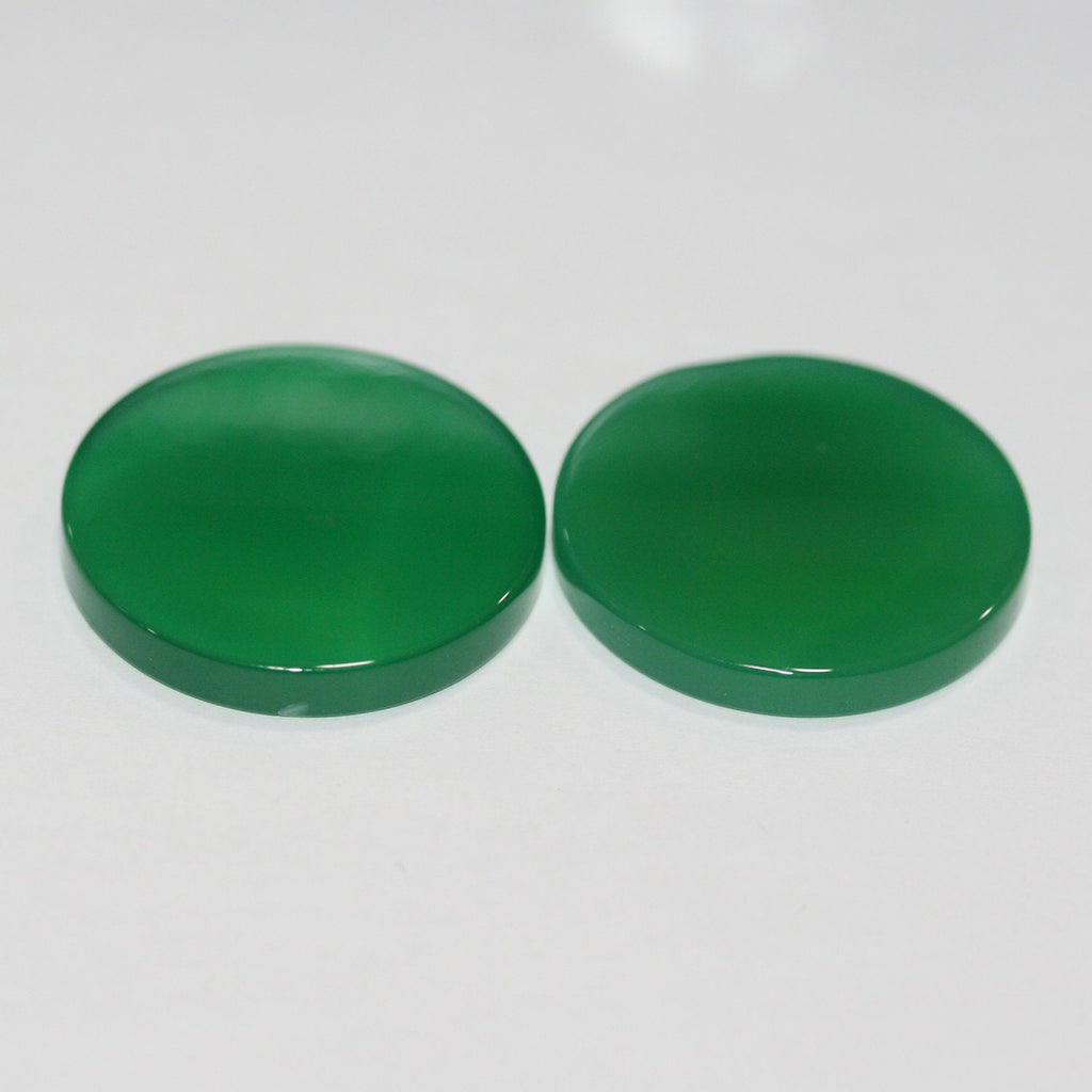 Lote de 2 cabujones redondos de ágata verde de 30 x 4 mm. (2 uds.)