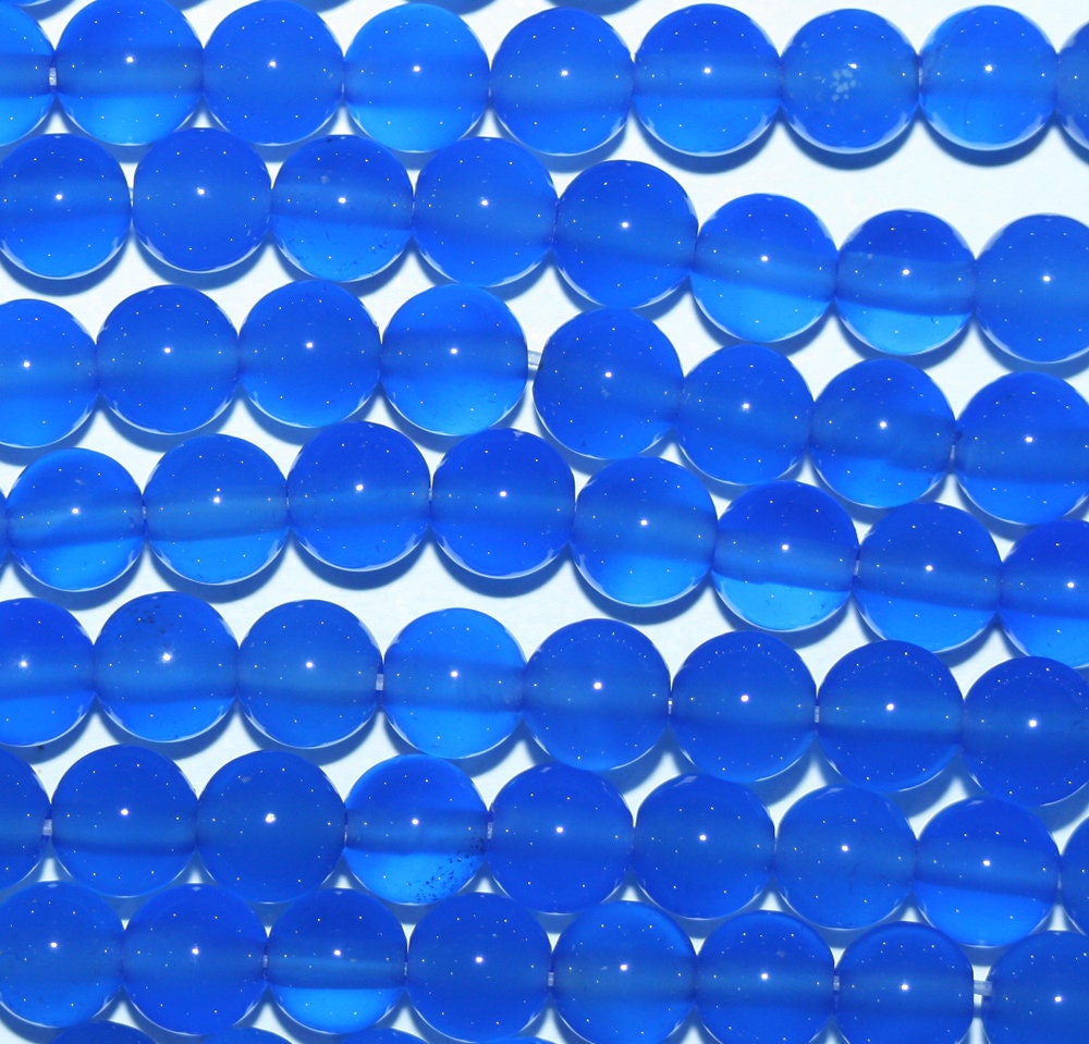 16" St Blue Agate Smooth Round Beads 6mm.-Strand 40cm - Hard Gems