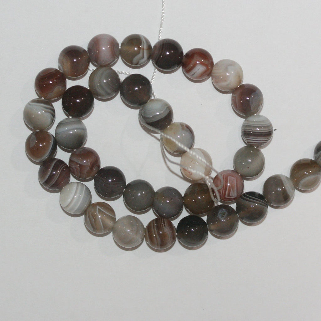 15" St Botswana Agate Smooth Round Beads 14mm.-Strand 39cm. - Hard Gems