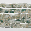 Perles rectangulaires à facettes en agate mousse de 20 cm (8 pouces), 9 x 7 mm, longueur 20 cm.