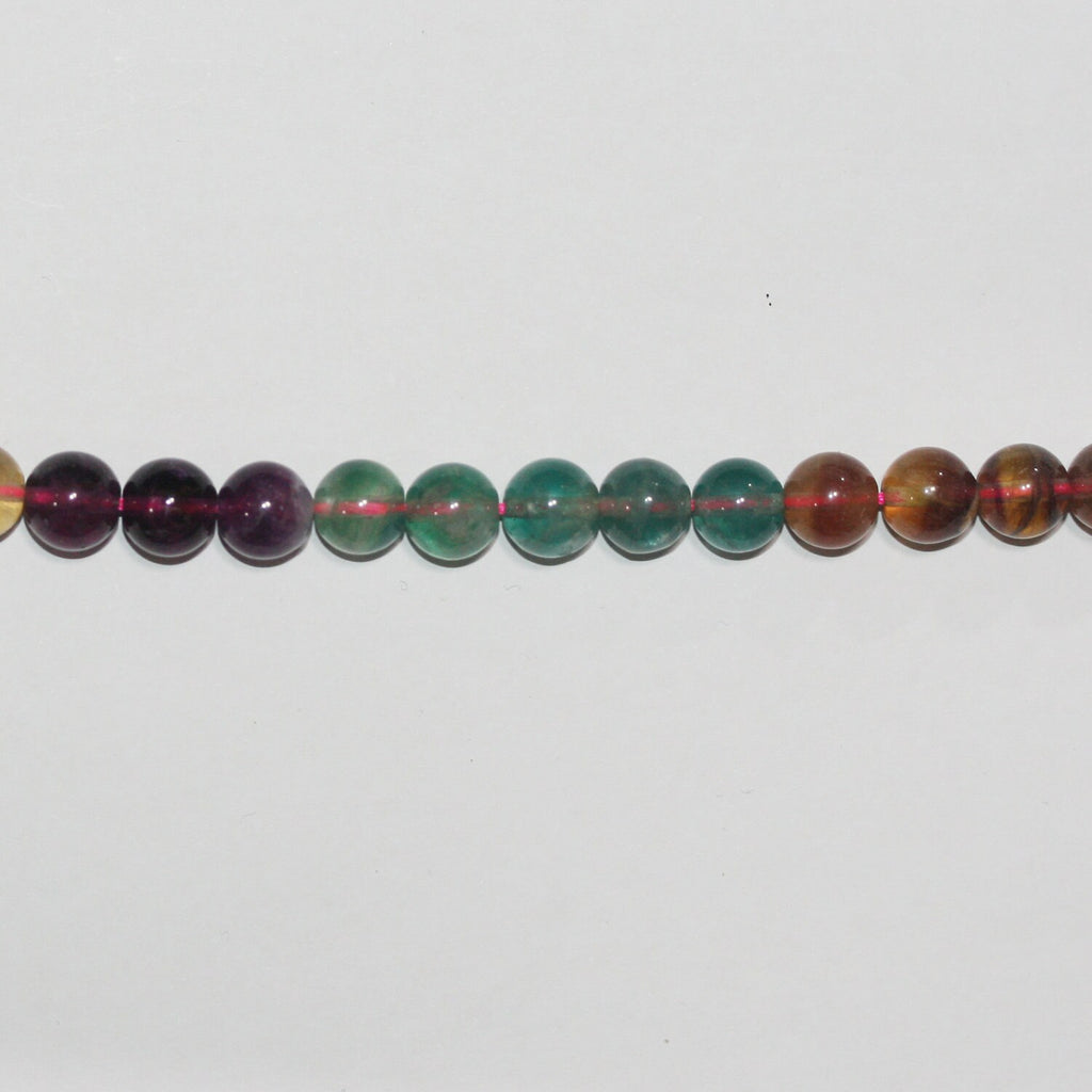 Perles rondes lisses en fluorite St, 8 mm, 15 pouces (38 cm) - Fil de 39 cm