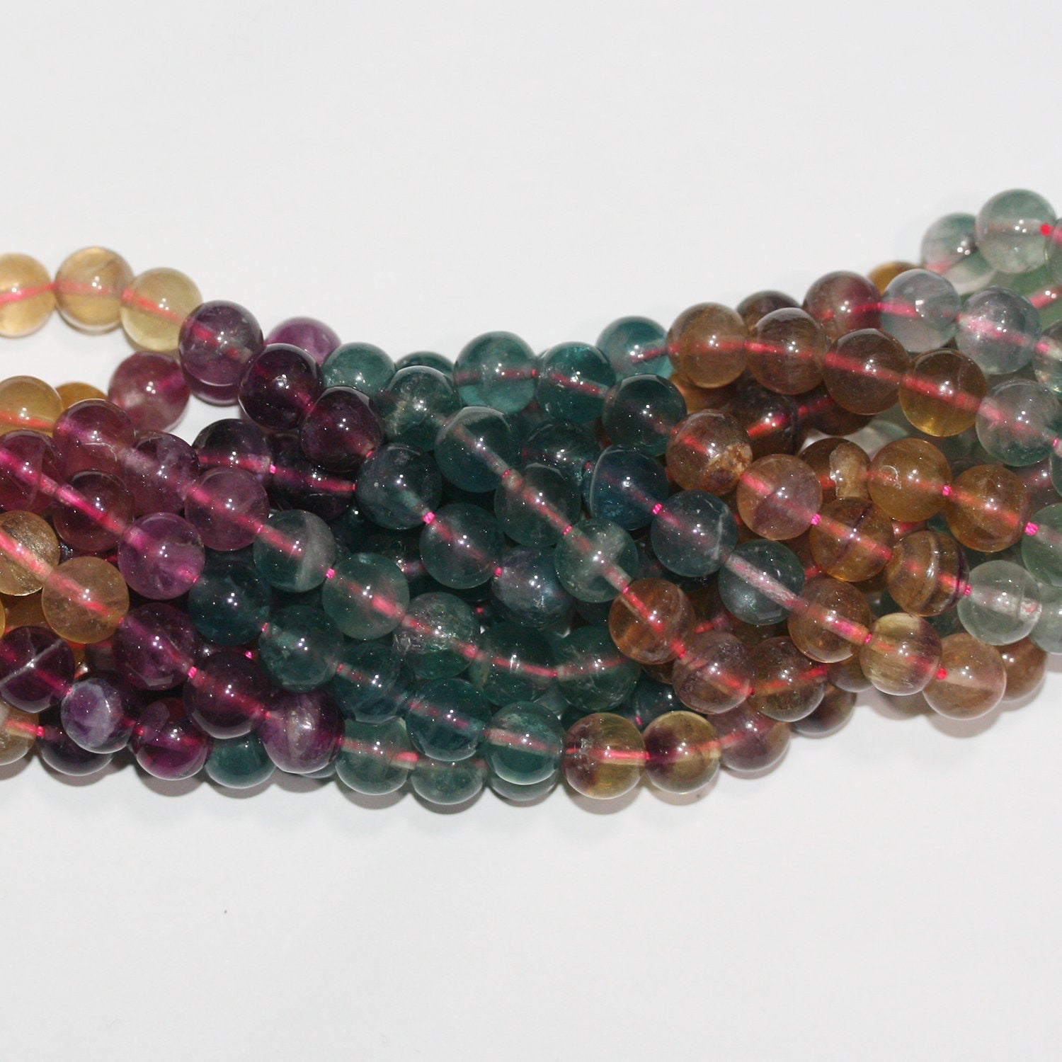 Perles rondes lisses en fluorite St, 8 mm, 15 pouces (38 cm) - Fil de 39 cm