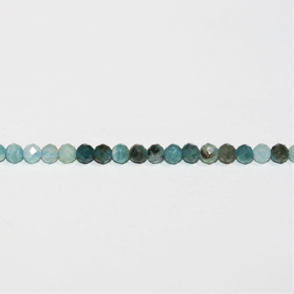 14" St Blue Tourmaline Faceted Round Beads 2mm.-Strand 38cm.