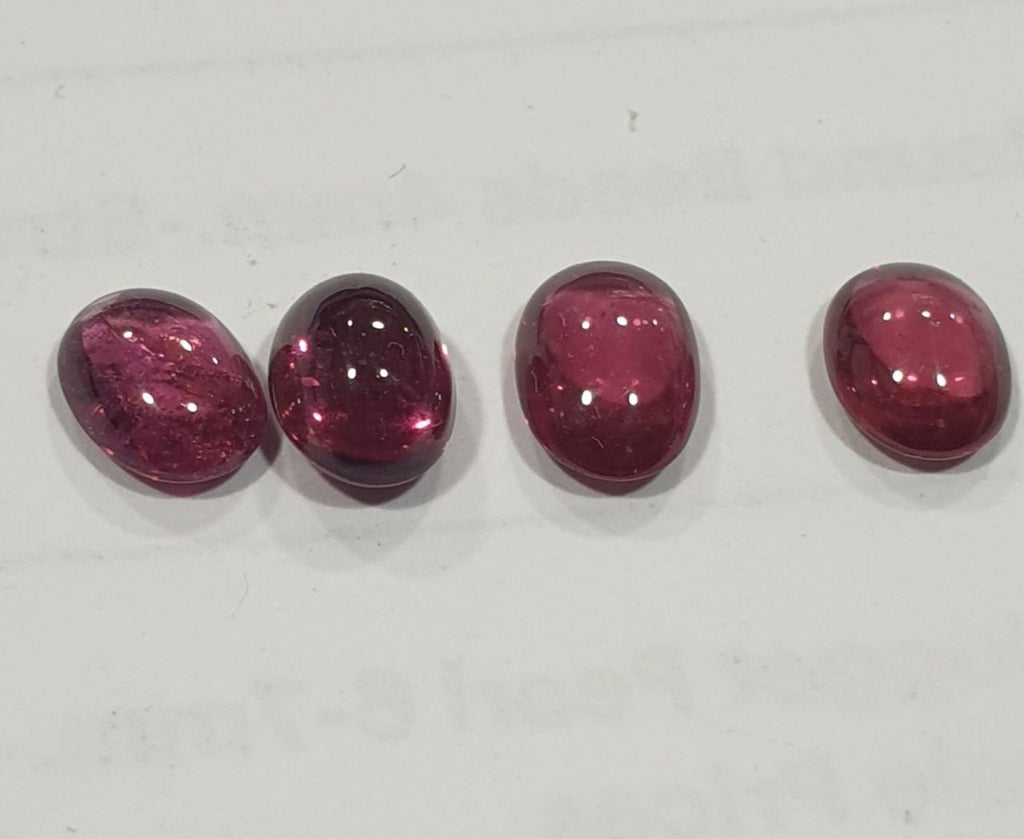 Rhodolite Garnet Lot Oval Cabochon 7-7.5x5.5mm.-(4pcs.)  -Gemstone Parcels-Loose Stones Wholesale Price