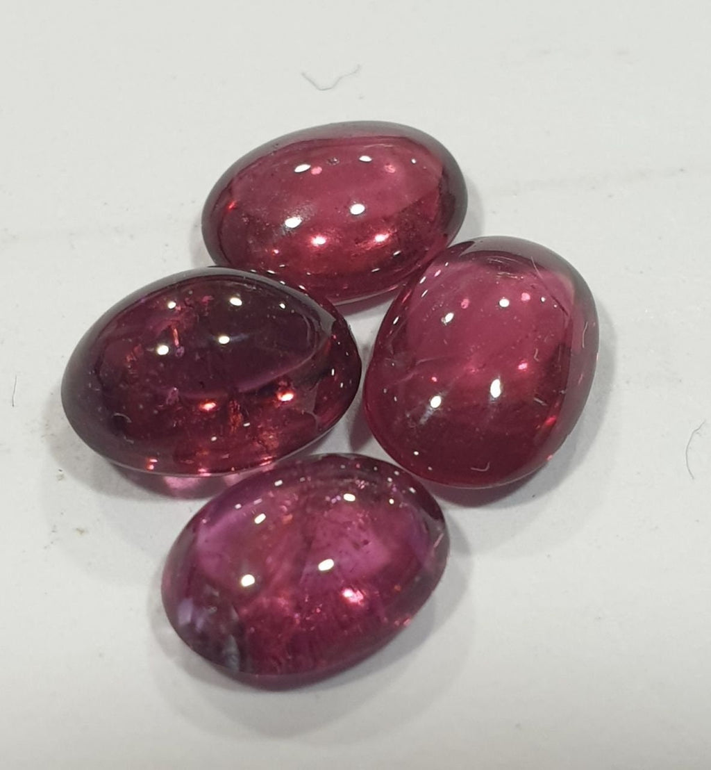 Rhodolite Garnet Lot Oval Cabochon 7-7.5x5.5mm.-(4pcs.)  -Gemstone Parcels-Loose Stones Wholesale Price