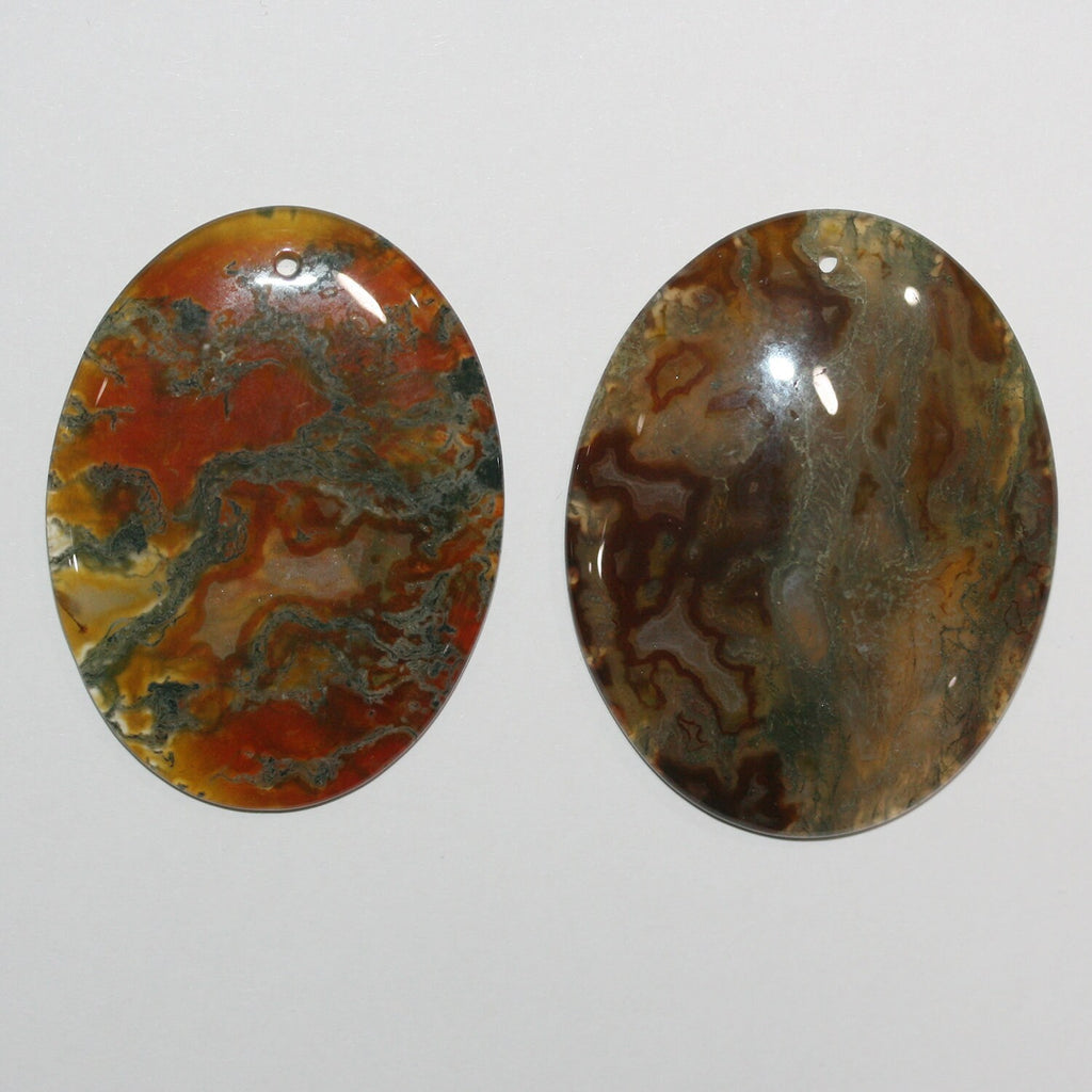 Colgante ovalado liso de ágata musgosa 52x41 mm aprox. (1 ud.).
