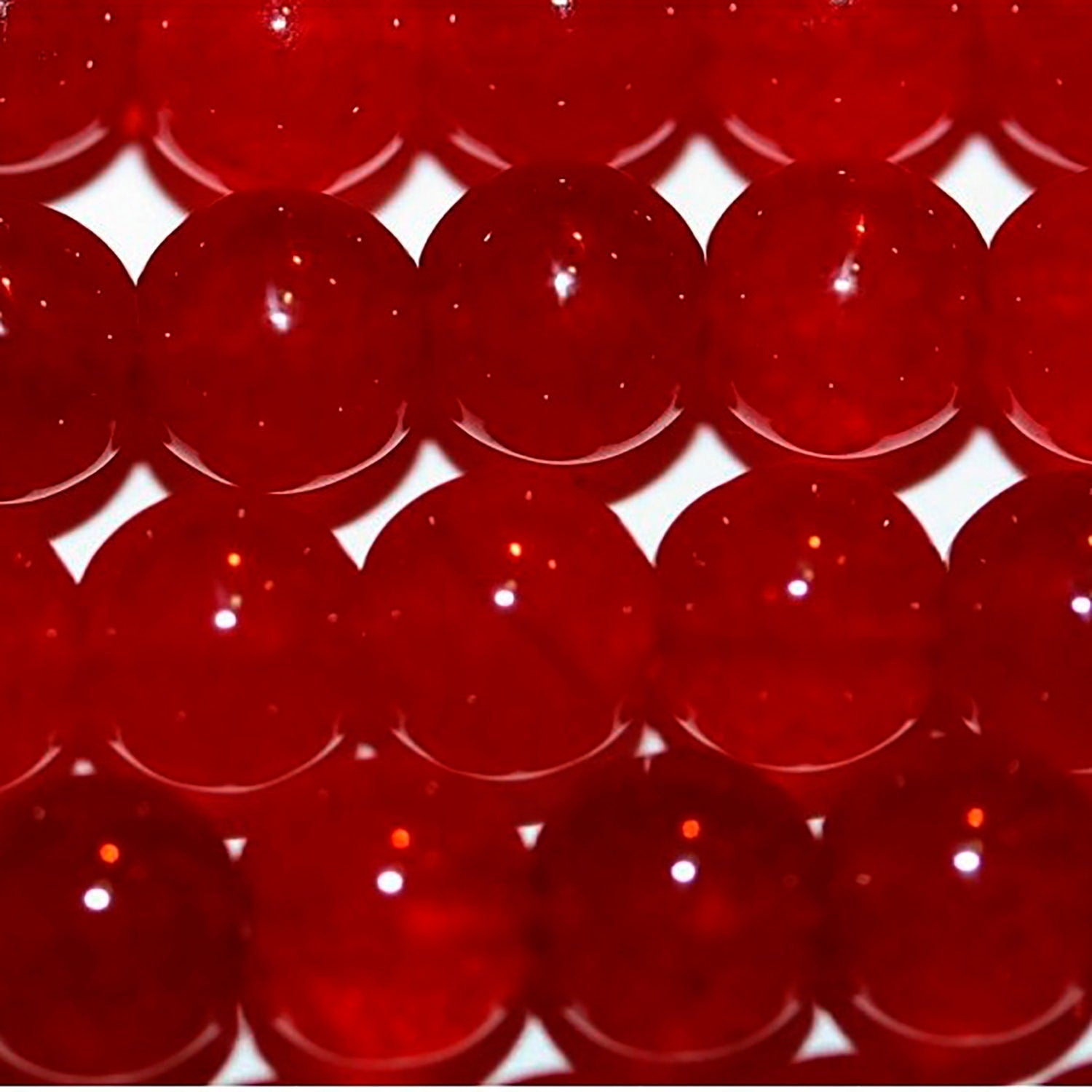 Cuentas redondas lisas de jade rojo de 16" (6 mm) - Hilo de 40 cm