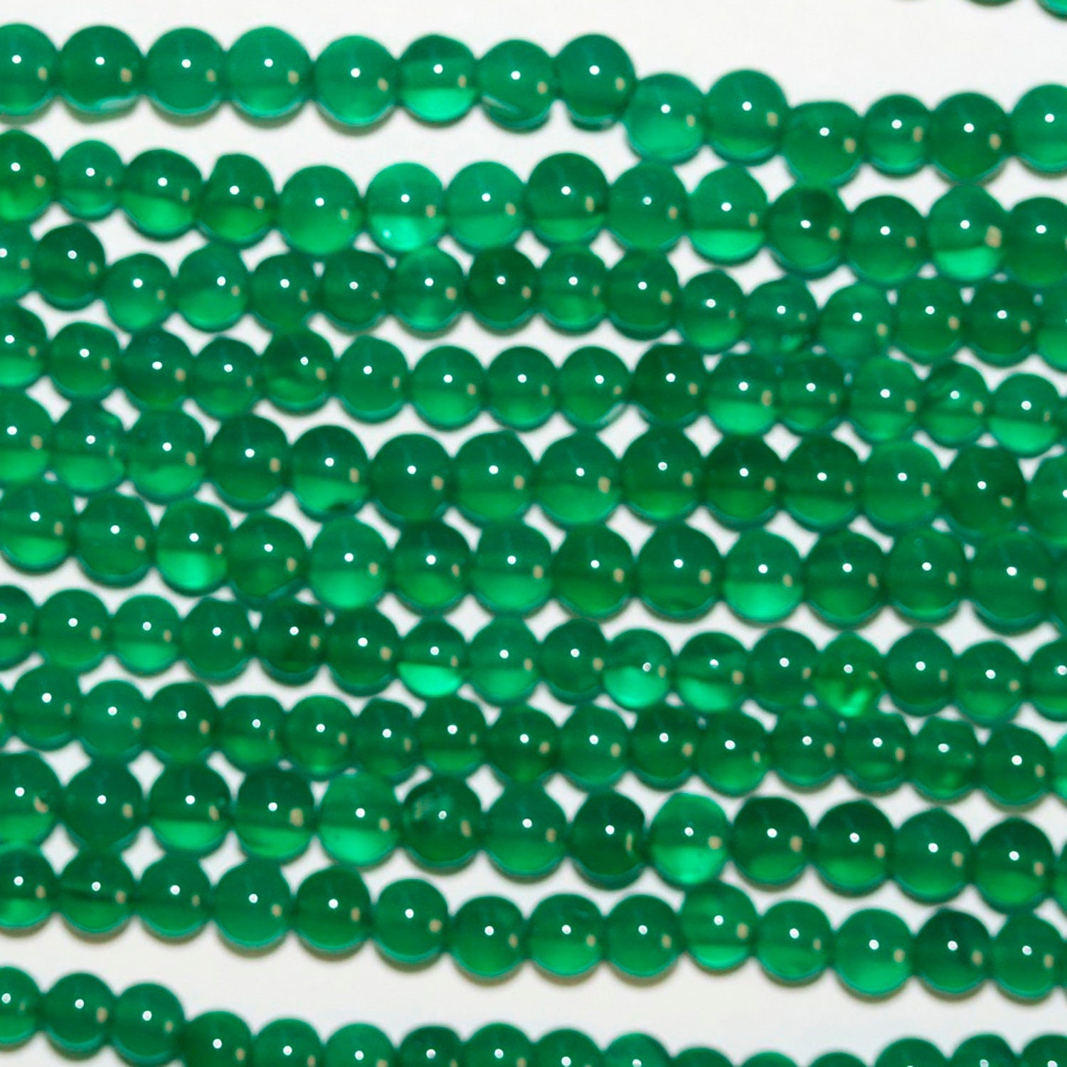 14" St Green Agate Smooth Round Beads 3-3.5mm.-Strand 37cm
