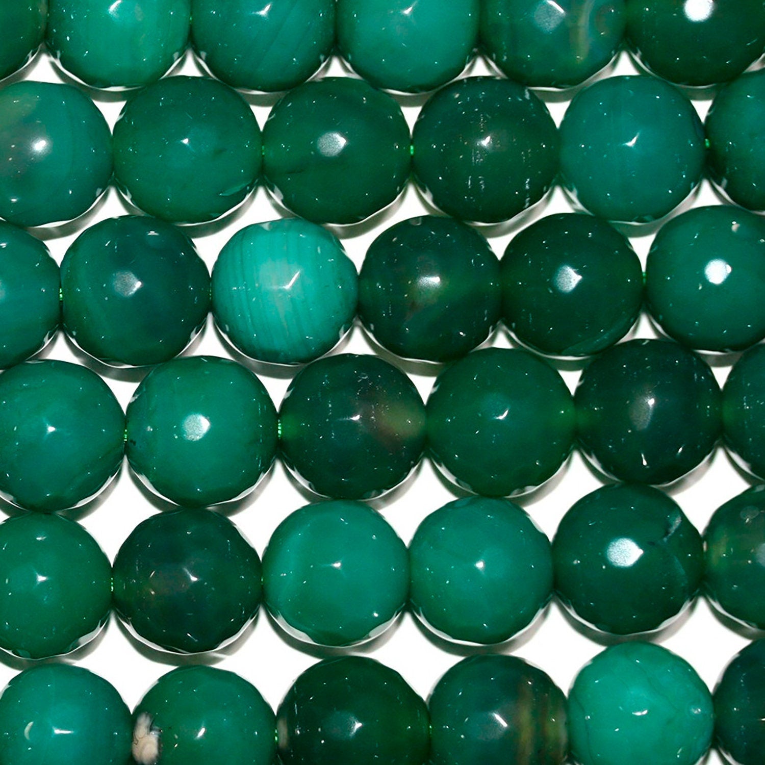 14" St Green Agate Faceted Round Beads 14mm.-Strand 38cm - Hard Gems