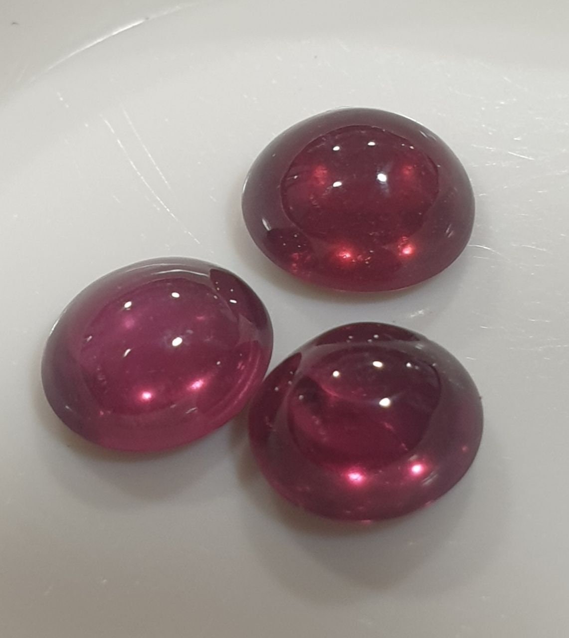 Rhodolite Garnet Lot Oval Cabochon 6.5x5mm.-(3pcs.)  -Gemstone Parcels-Loose Stones Wholesale Price