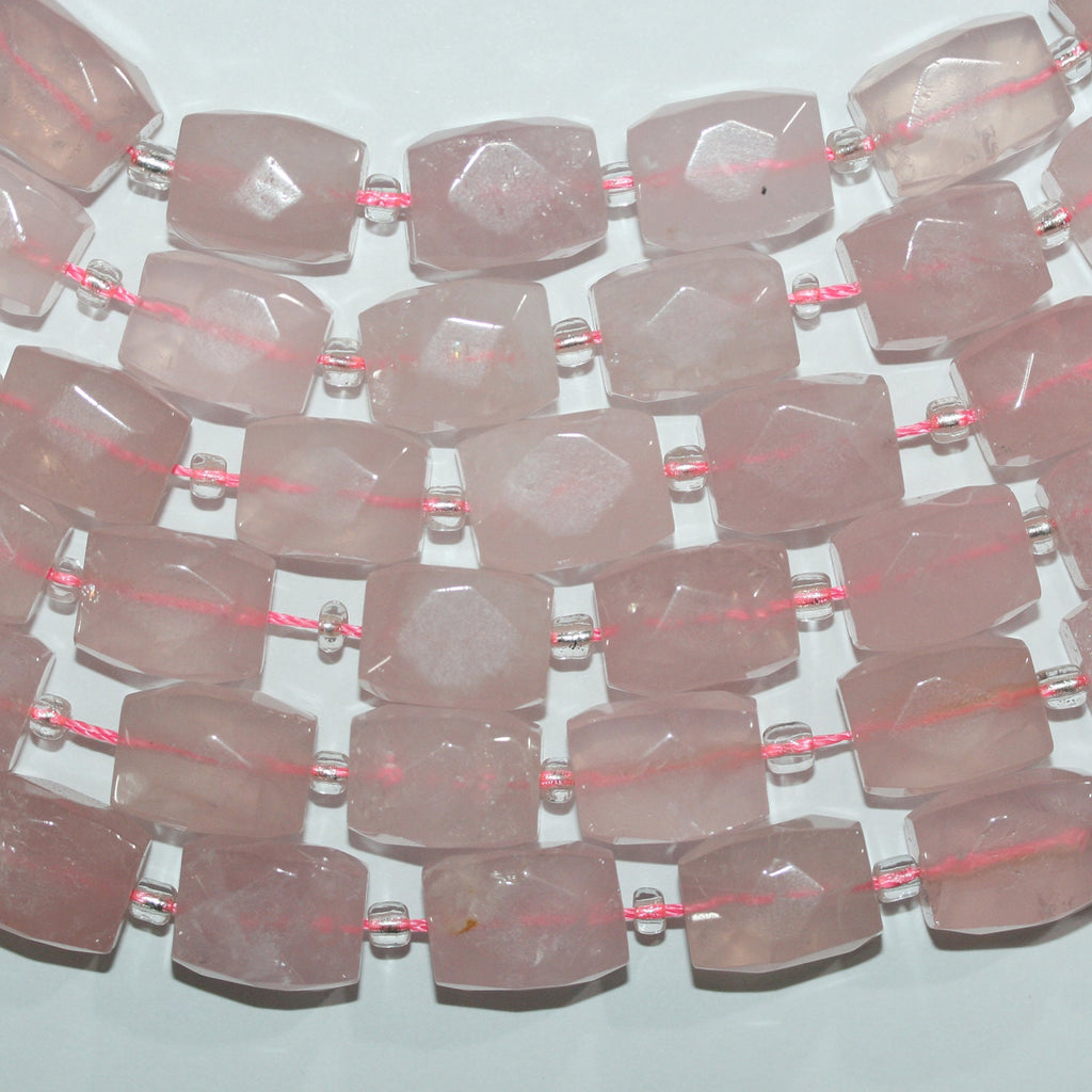 Perles prismatiques à facettes en quartz rose St 15" (16 x 12 mm) - Fil de 39 cm