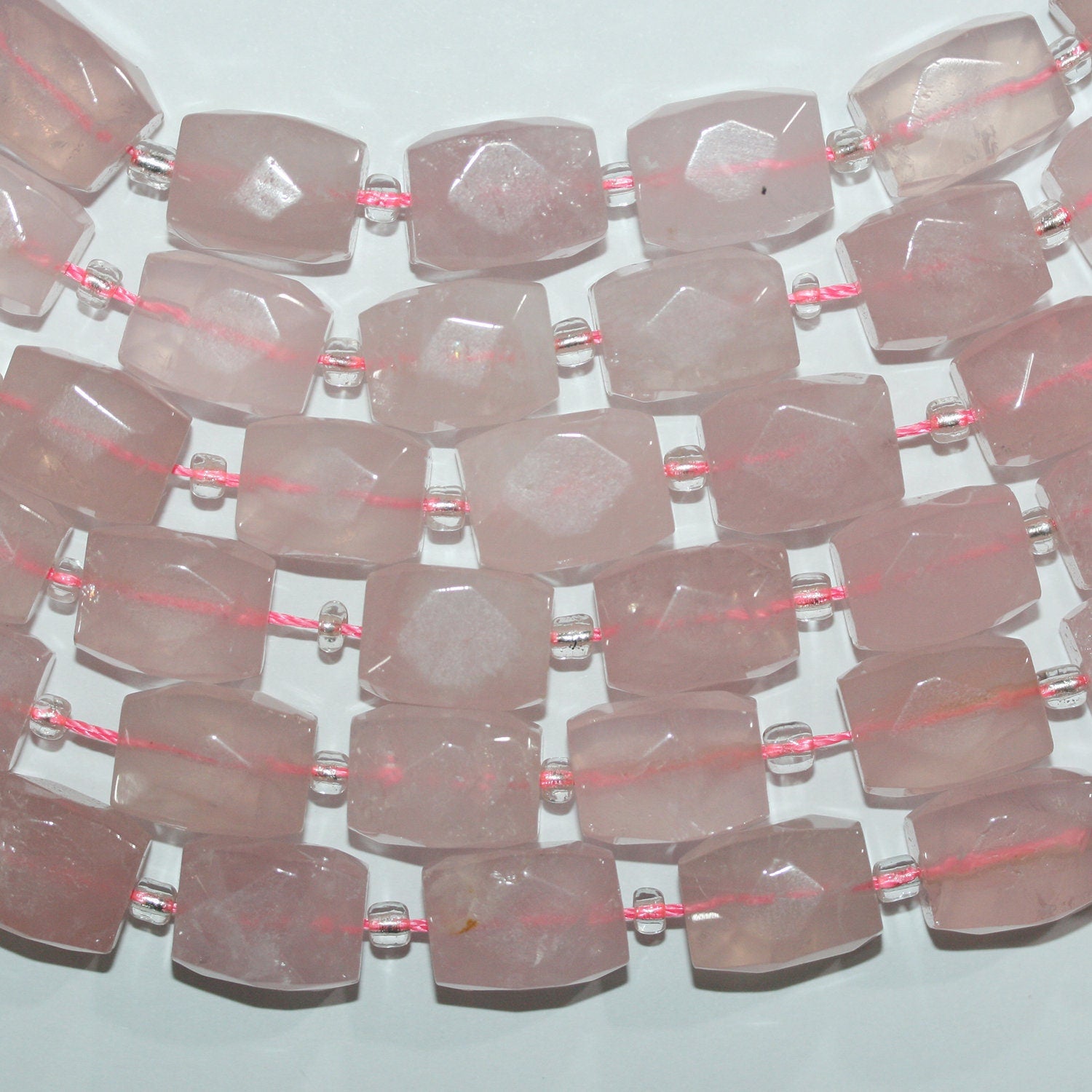 Perles prismatiques à facettes en quartz rose St 15" (16 x 12 mm) - Fil de 39 cm