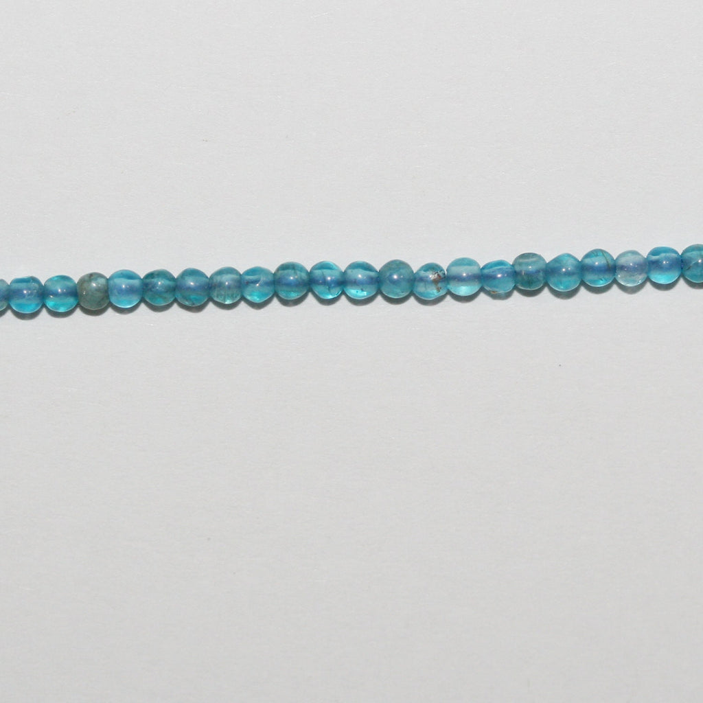 15" St Perles rondes lisses en apatite bleue 2 mm.-Rig 39 cm.