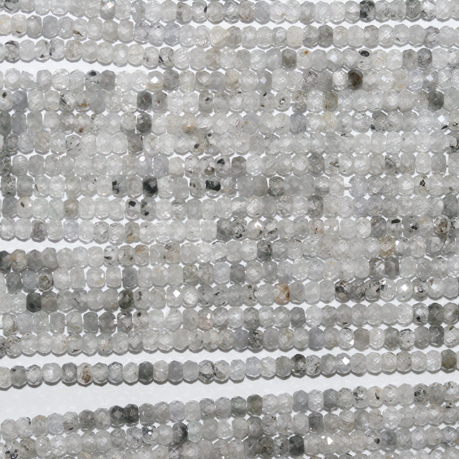 Perles rondelles à facettes en zircon gris St 15" 3x2mm.-Rig 39cm.