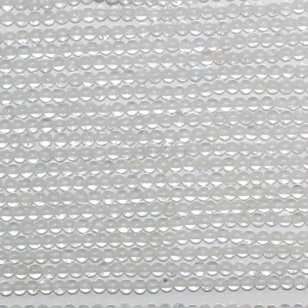 15" St White Topaz Smooth Round Beads 3mm.-Strand 39cm. - Hard Gems