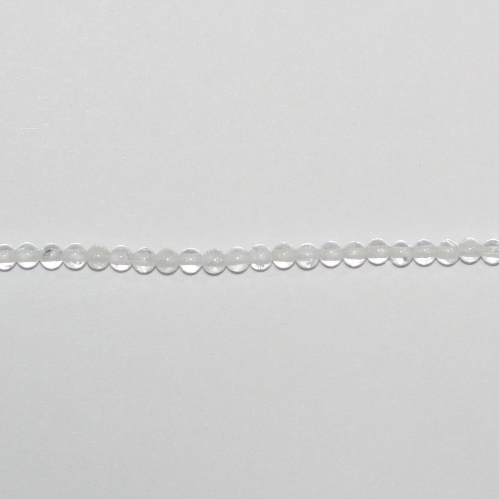 15" St White Topaz Smooth Round Beads 3mm.-Strand 39cm. - Hard Gems