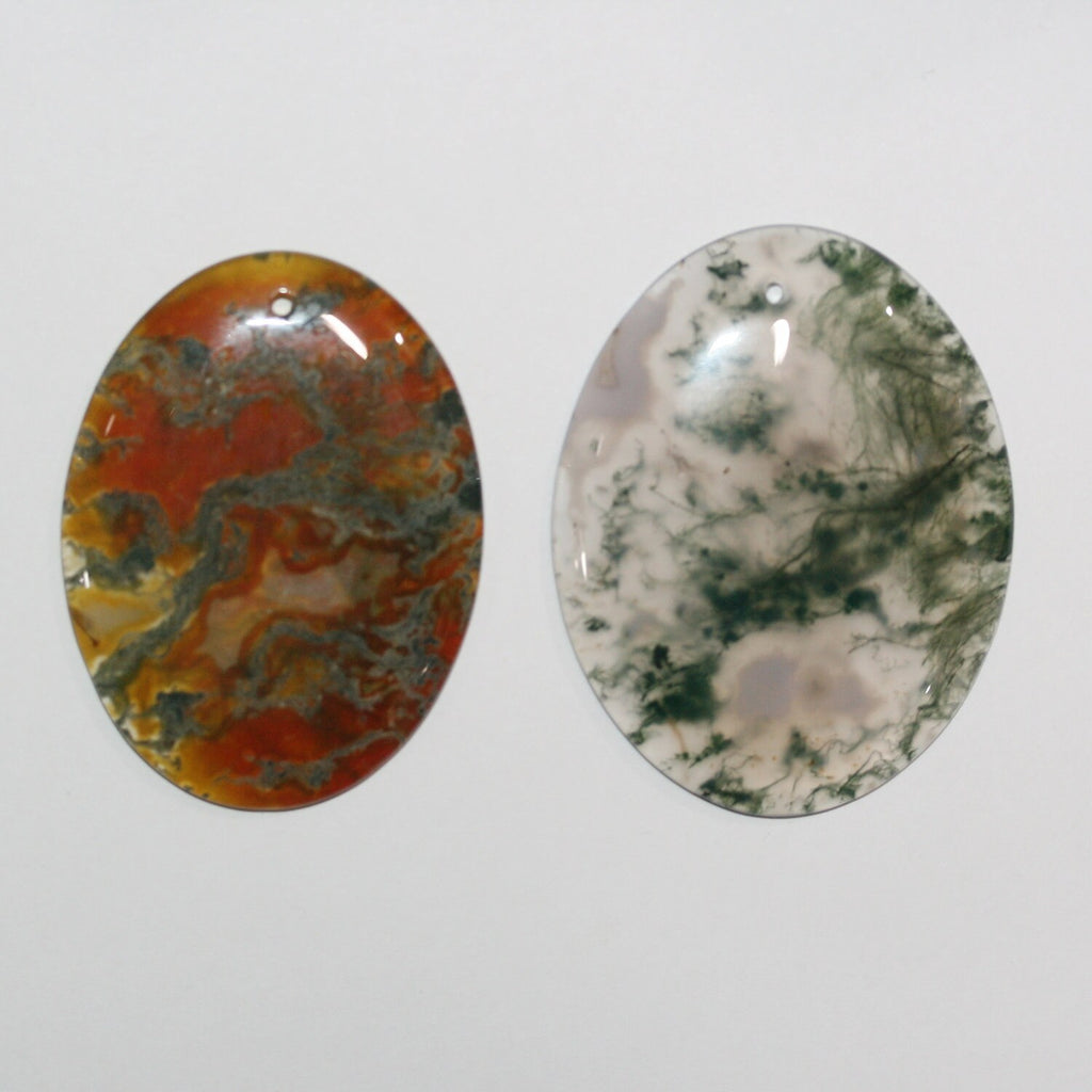 Colgante ovalado liso de ágata musgosa 52x41 mm aprox. (1 ud.).