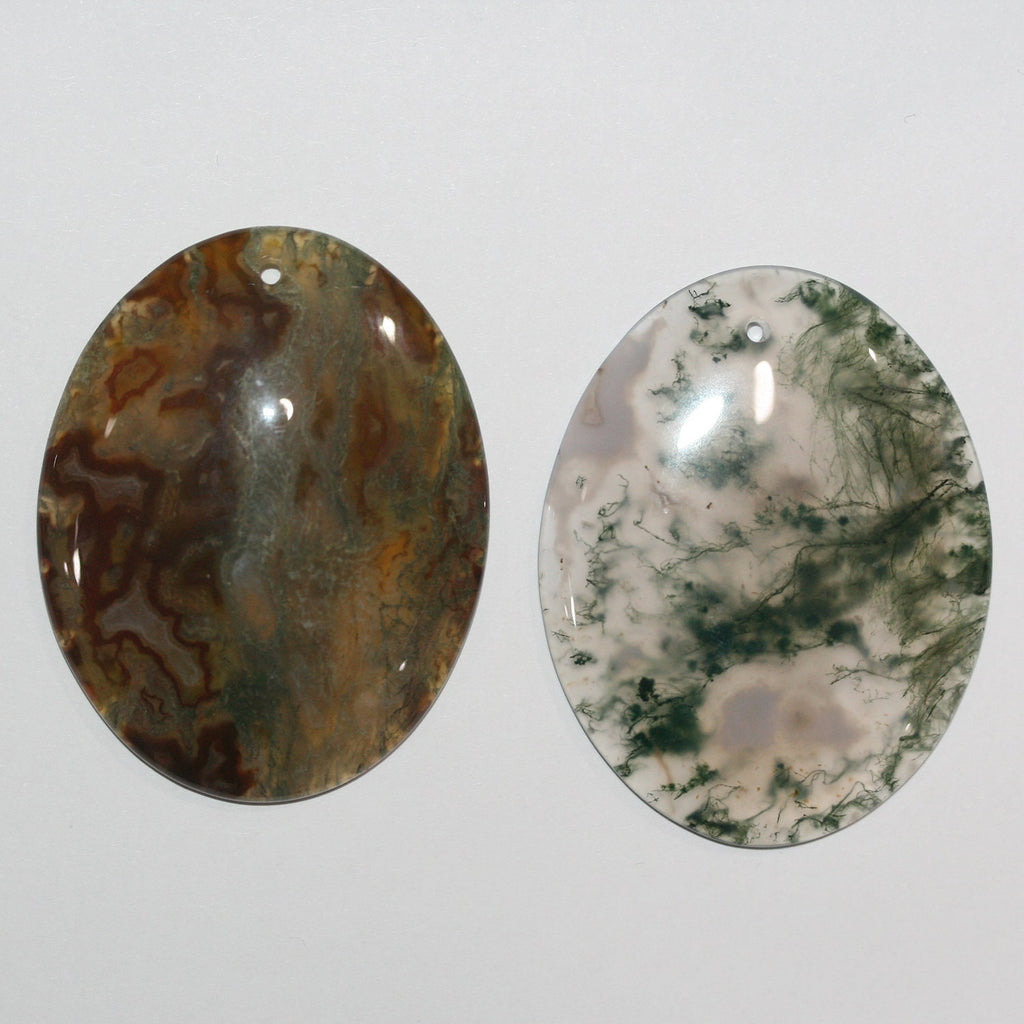 Colgante ovalado liso de ágata musgosa 52x41 mm aprox. (1 ud.).