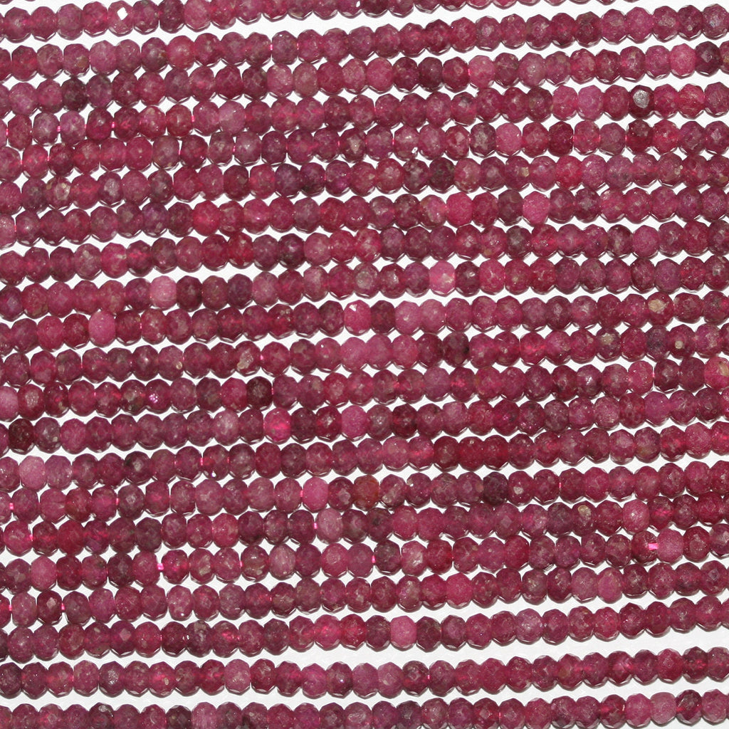 Perles rondelles à facettes St Ruby 15" 4x3mm.-Rig 39cm.