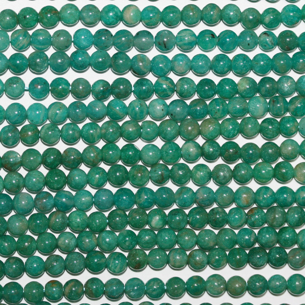 Perles rondes lisses en amazonite russe, 15 pouces (5-5,5 mm) - Fil de 39 cm