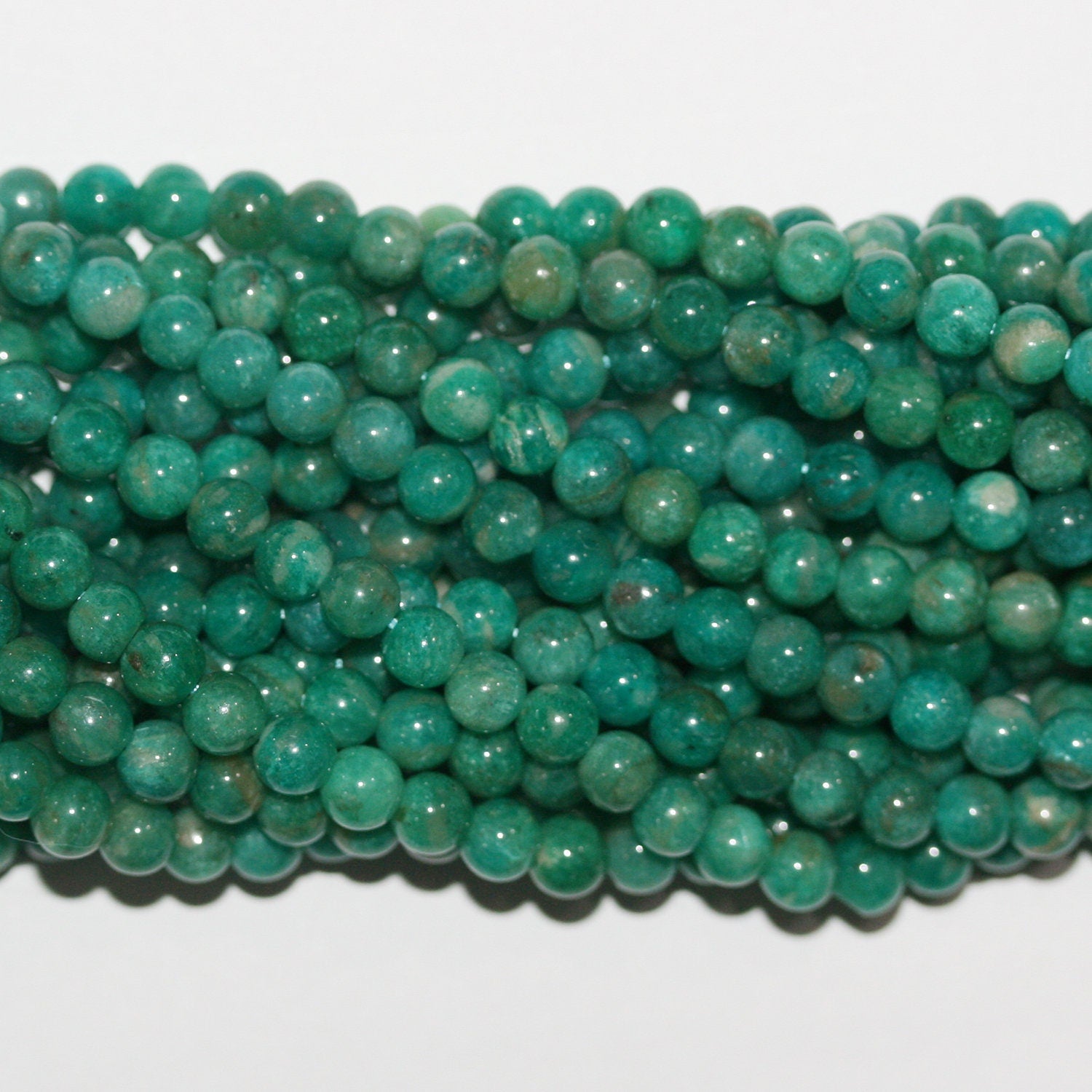 Perles rondes lisses en amazonite russe, 15 pouces (5-5,5 mm) - Fil de 39 cm