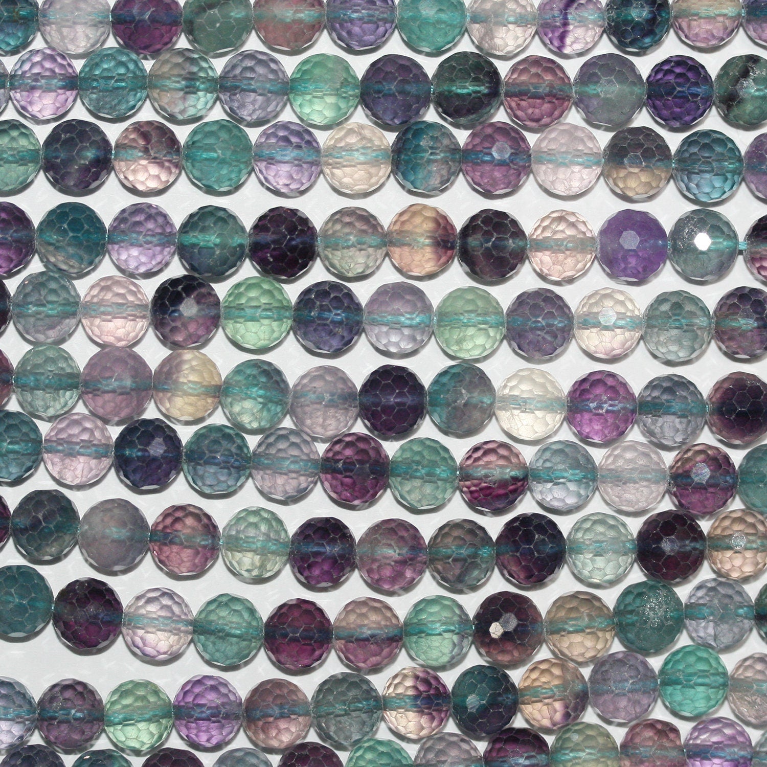 15" St Fluorite Facettée Rondes Perles 6mm.-Rig 39cm.