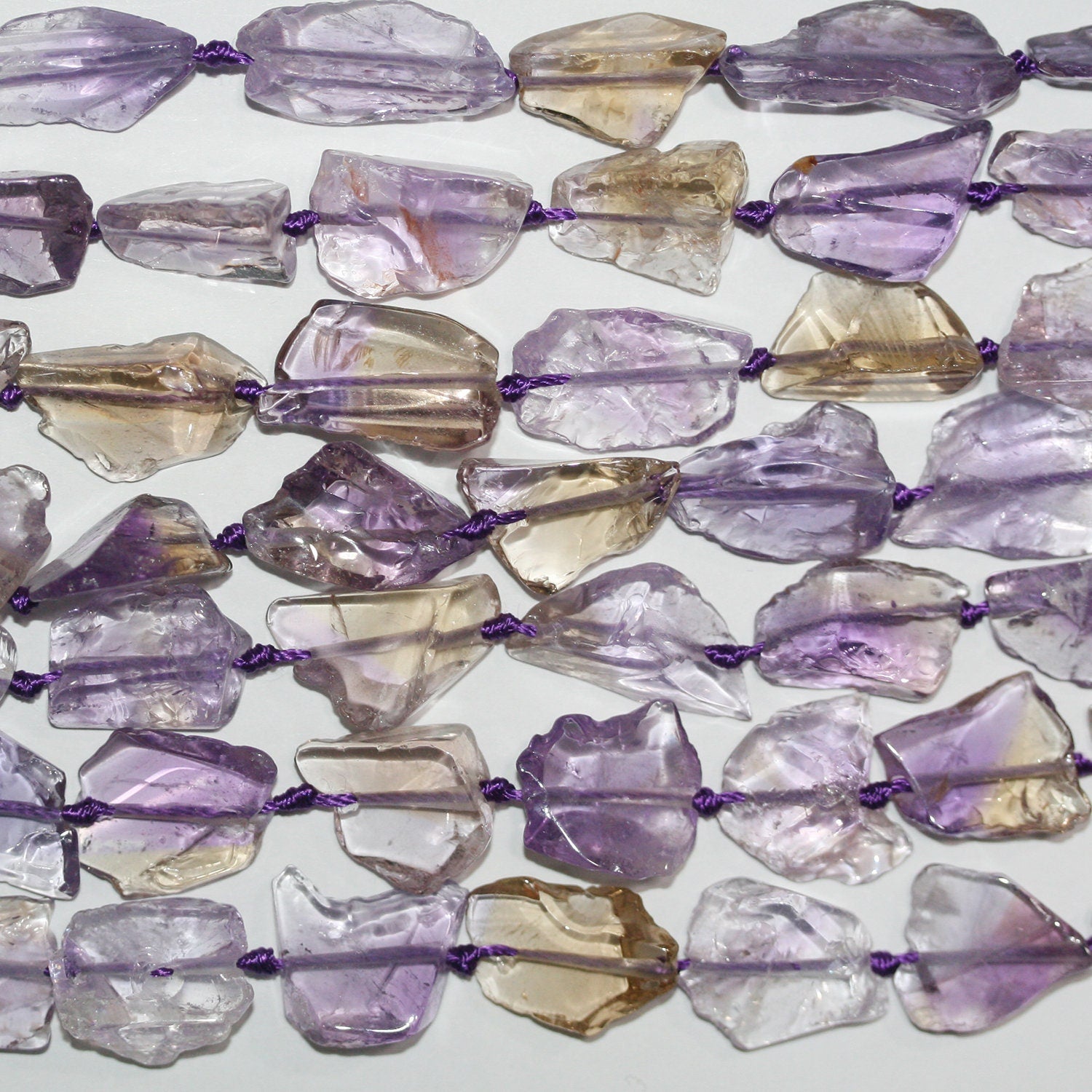 16" St Ametrine Smooth Irregular Nugget Beads 18x10mm.-Hilo 40cm.