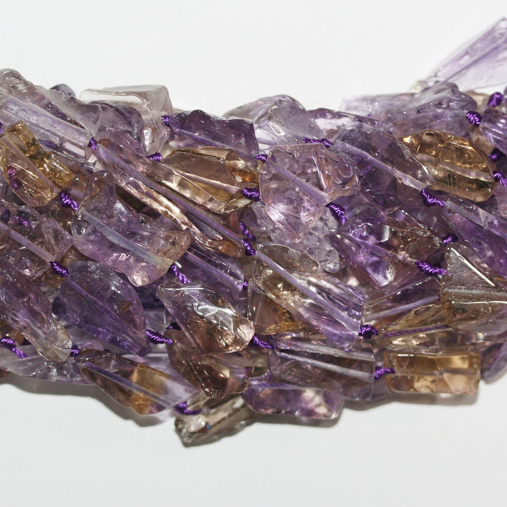 16" St Ametrine Smooth Irregular Nugget Beads 18x10mm.-Hilo 40cm.