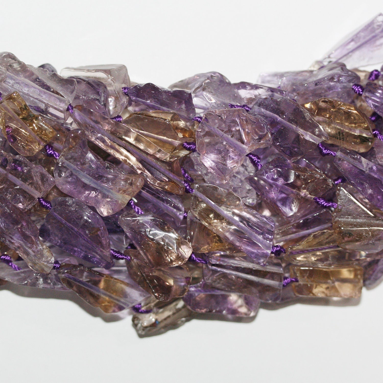 16" St Ametrine Smooth Irregular Nugget Beads 18x10mm.-Hilo 40cm.