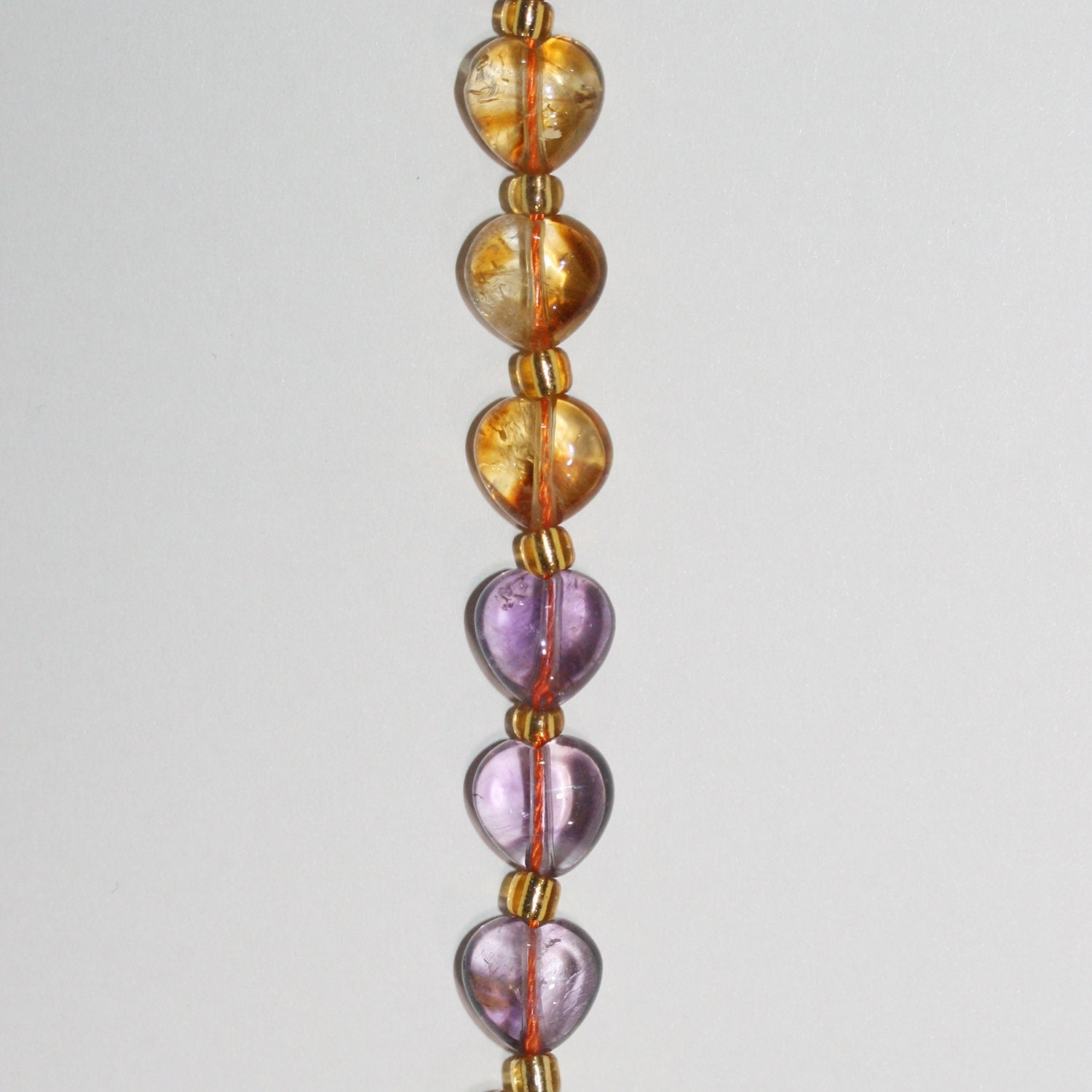 15" Perles de cœur lisses en améthyste et citrine 10 mm.-Rig 39 mm.