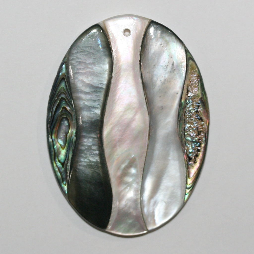 Colgante ovalado de nácar (54 x 40 mm) - Colgantes de nácar natural y concha - Nácar