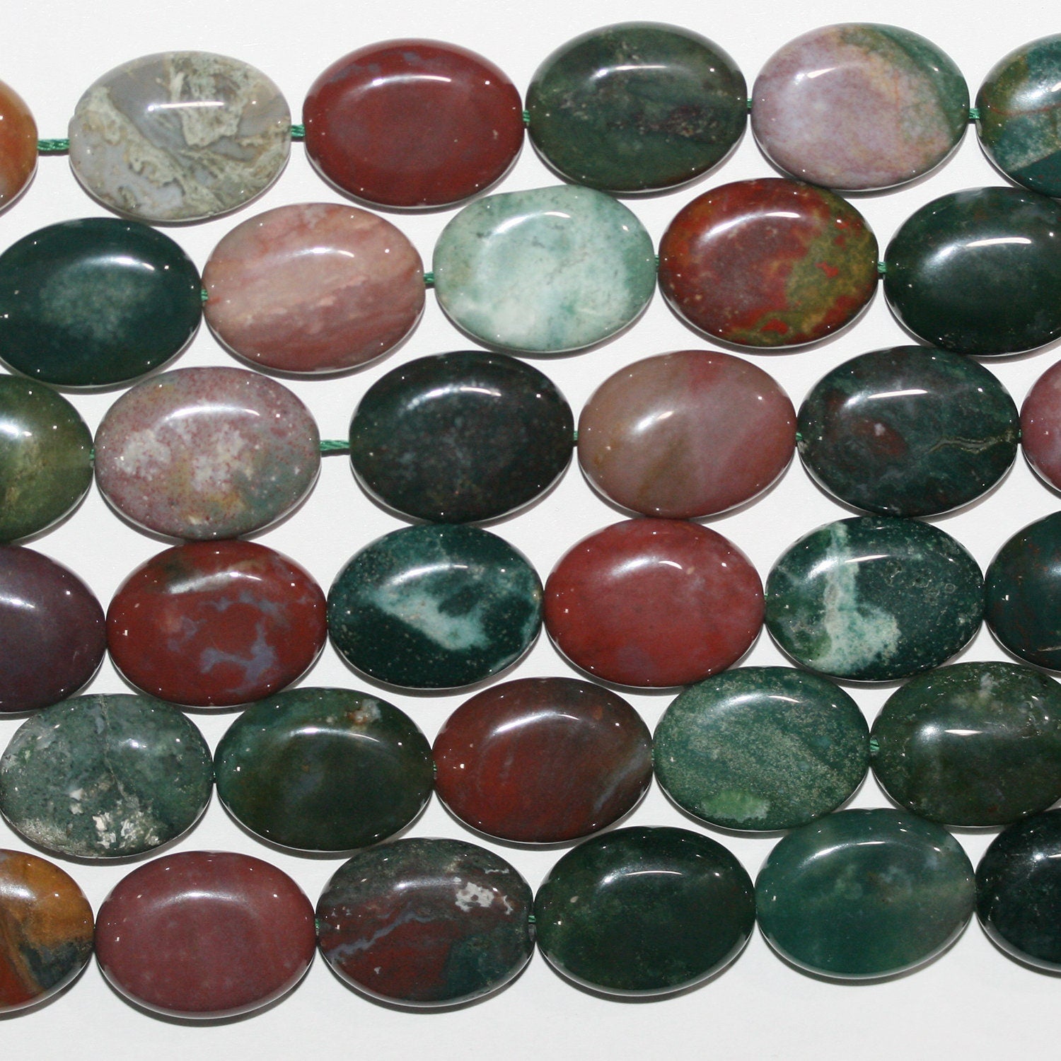 Perles ovales lisses en agate indienne St 15" 20x15mm.-Rig 39cm.