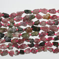 Cuentas de turmalina sin pulir de 16", 10-12 mm aprox., hilo de 40 cm.