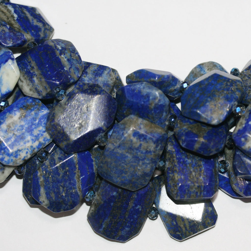 15" St Lapis Lazuli Faceted Octagonal Beads 18x24mm.-Strand 39cm