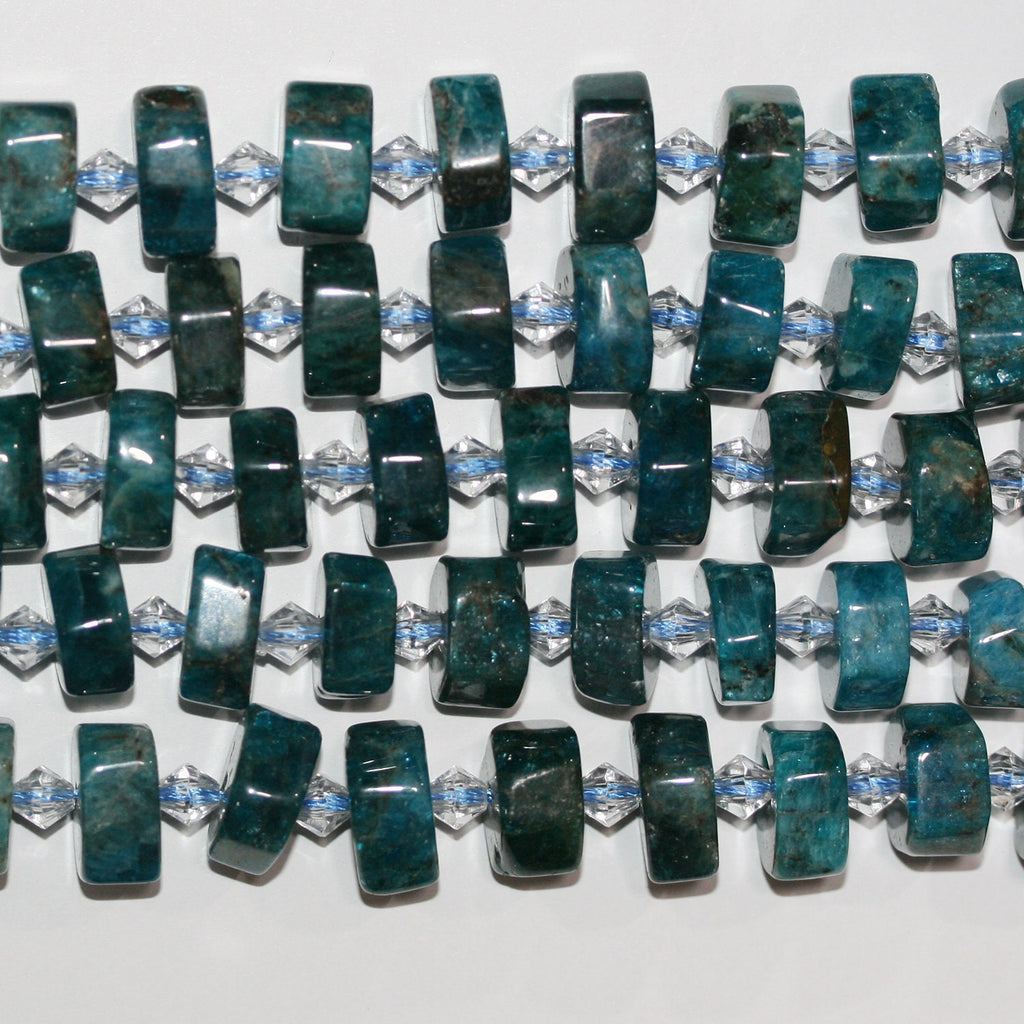 Perles rondelles à facettes en apatite bleue de Saint-Pierre de 15 pouces, 14 x 6 mm environ - Longueur du fil : 39 cm.